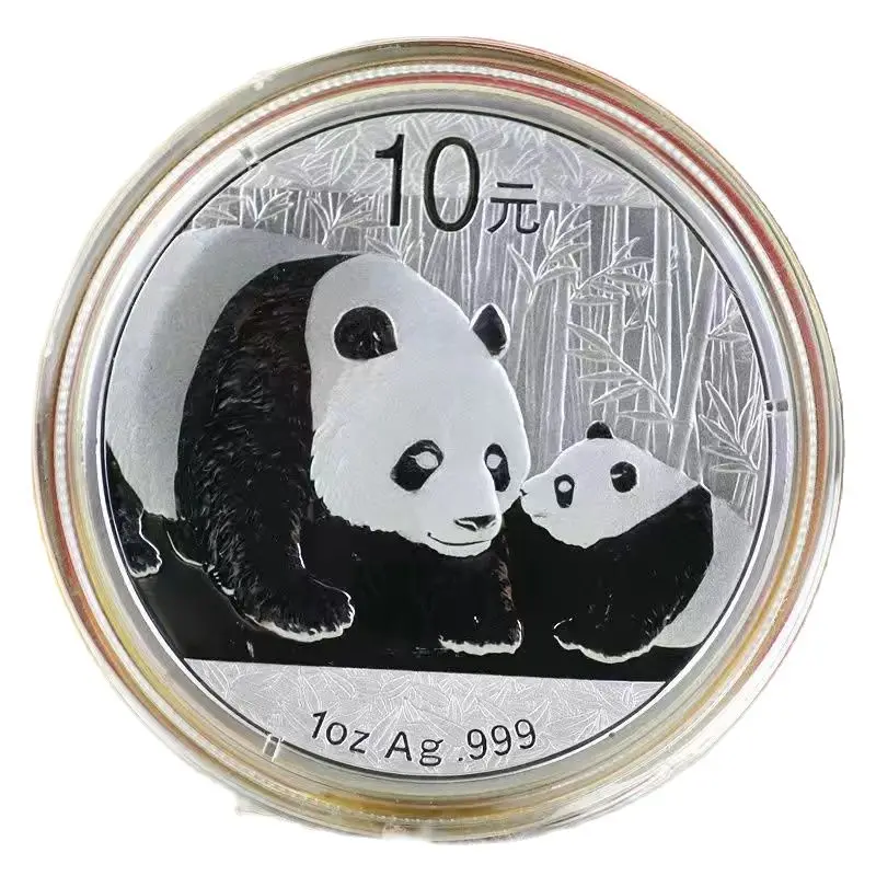 

2011 г., китайская Серебряная монета в виде панды, 1 унция, Ag .999, памятные монеты, подарки на Новый год и Рождество, 10 юаней