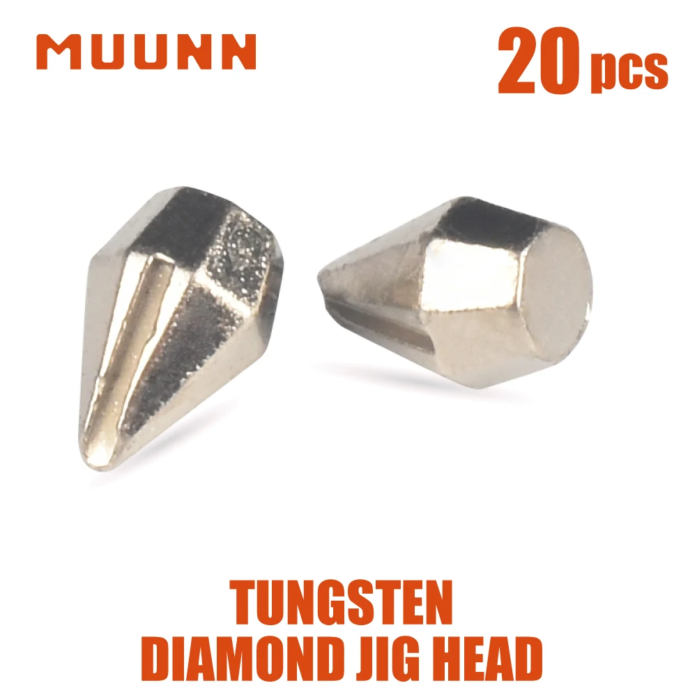 

MUUNN 20PCS Faceted Diamond Tungsten Ice Jig Head,Winter Fishing Welding Material, DIY No Hook 2.7mm/3mm/4mm/5mm/6mm Pike Carp