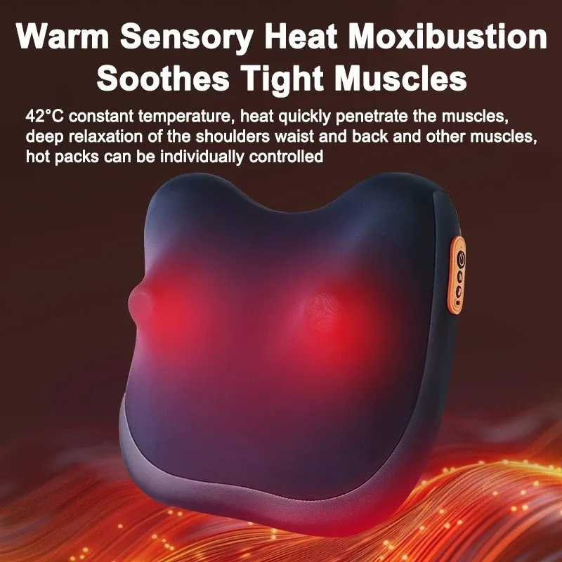 Lenovo Massage Pillow Red Light Heating Whole Body Usable Multifunctional Neck Back Head Massager for Car Home Use Gift Box