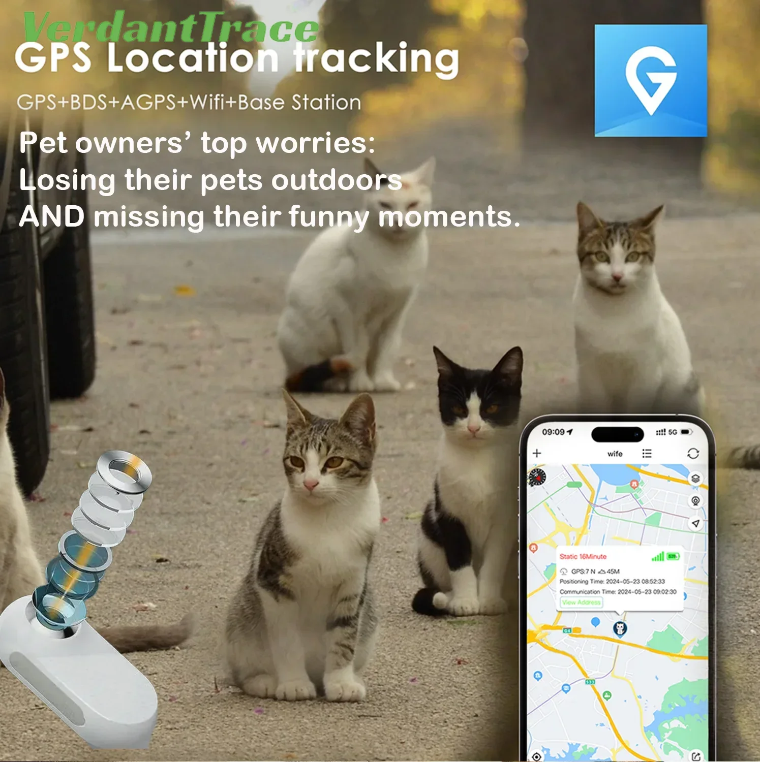 Waterproof 4G GPS Pet Tracker Mini Body Camera for Dog Cat Outdoor Adventures Smart Collar Tracking Video Recording VerdantTrace smart tracker,animal tracking collar,smart video camera