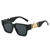 Lunettes de soleil tendance à monture carrée personnalisée avec tête de lion, pour hommes et femmes, style streetwear, anti-UV 1