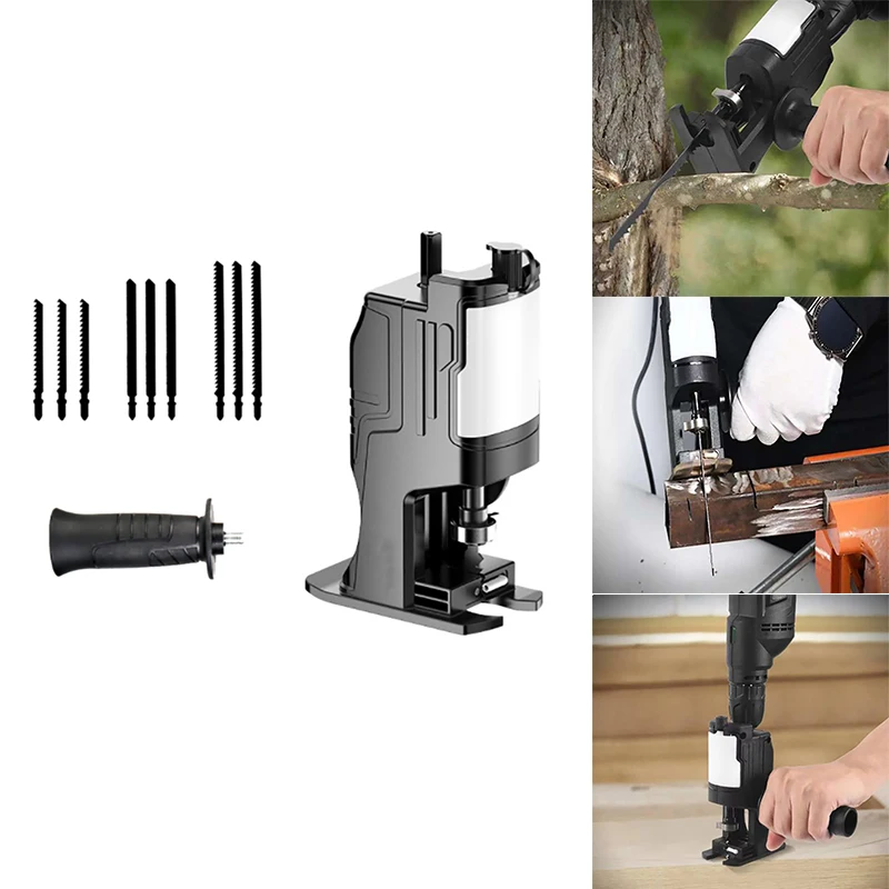 

Portable Reciprocating Saw Adapter Electric Drill Modified Electric Saw Tool Wood Cutter Accessory With Saw Blades