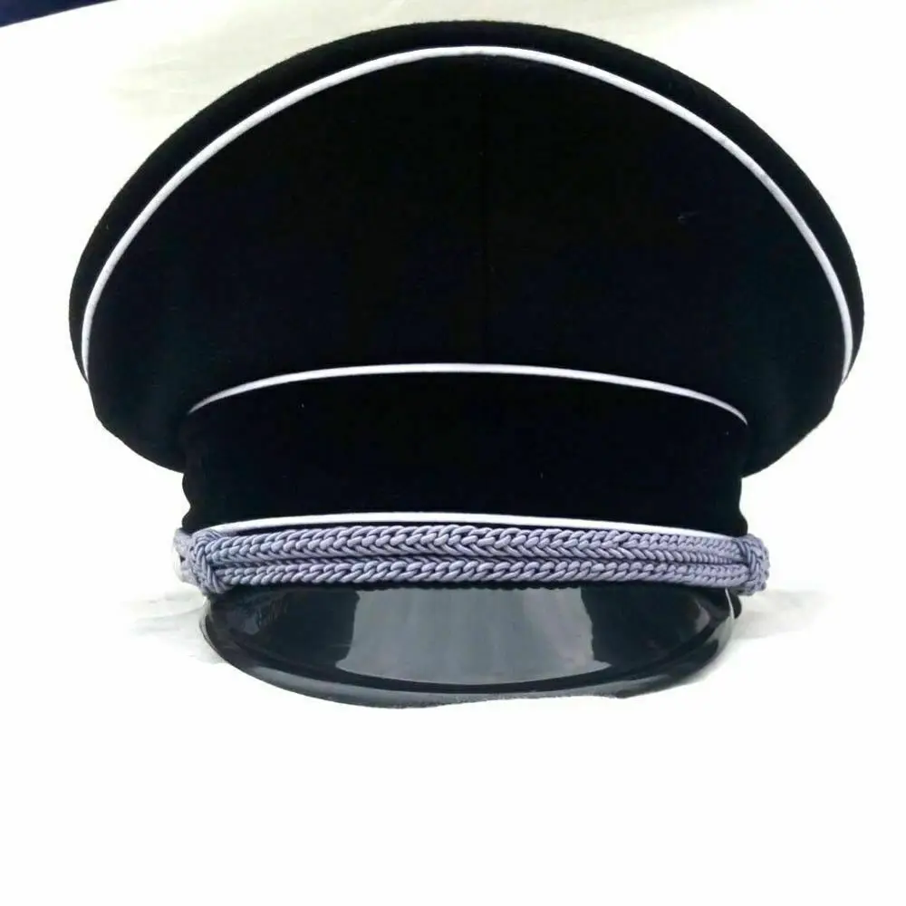 REPRO WWII German Army M32 Officer Visor Hat Military Cap Black Reproduction Military Reenactment WW2