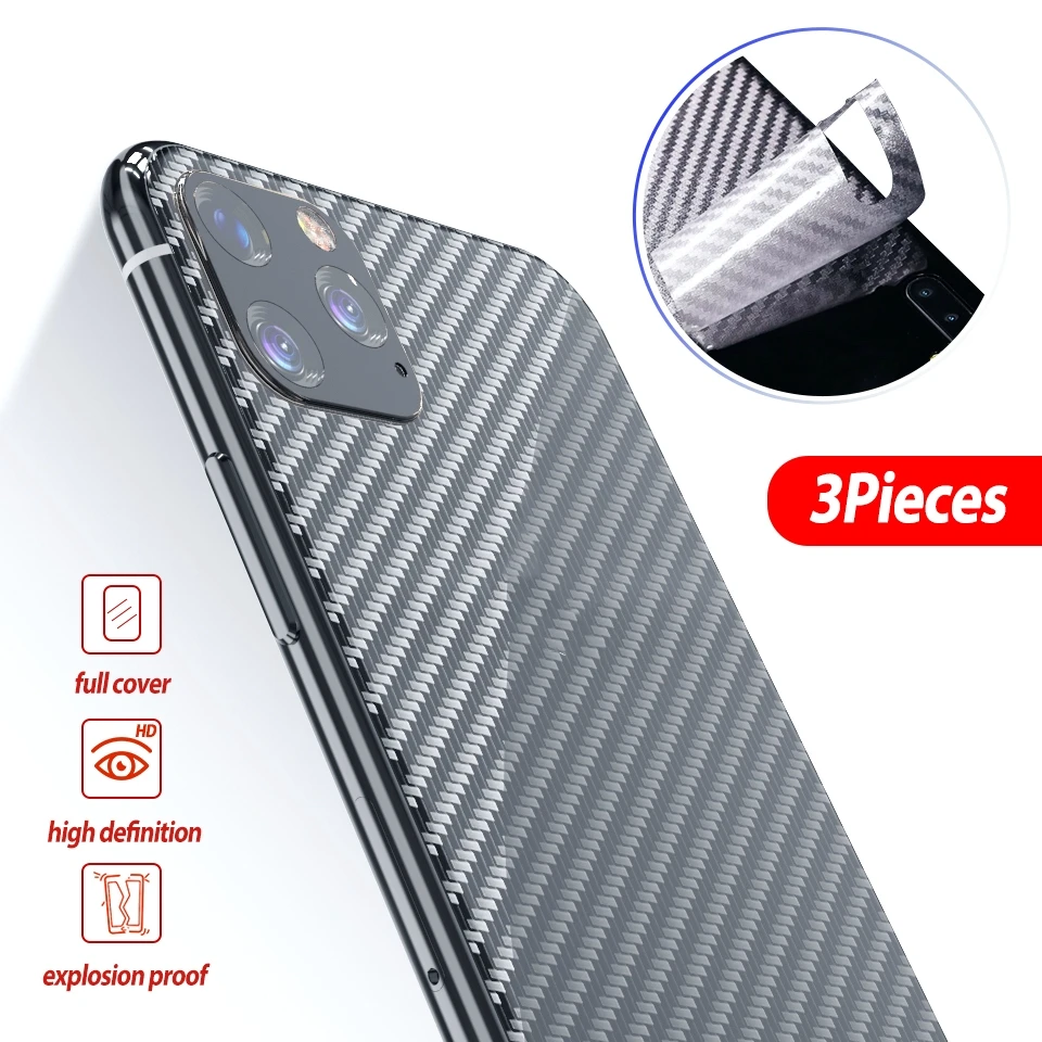3Pcs Carbon Fiber Matte Back Film For iphone 13 12 Mini 11 Pro