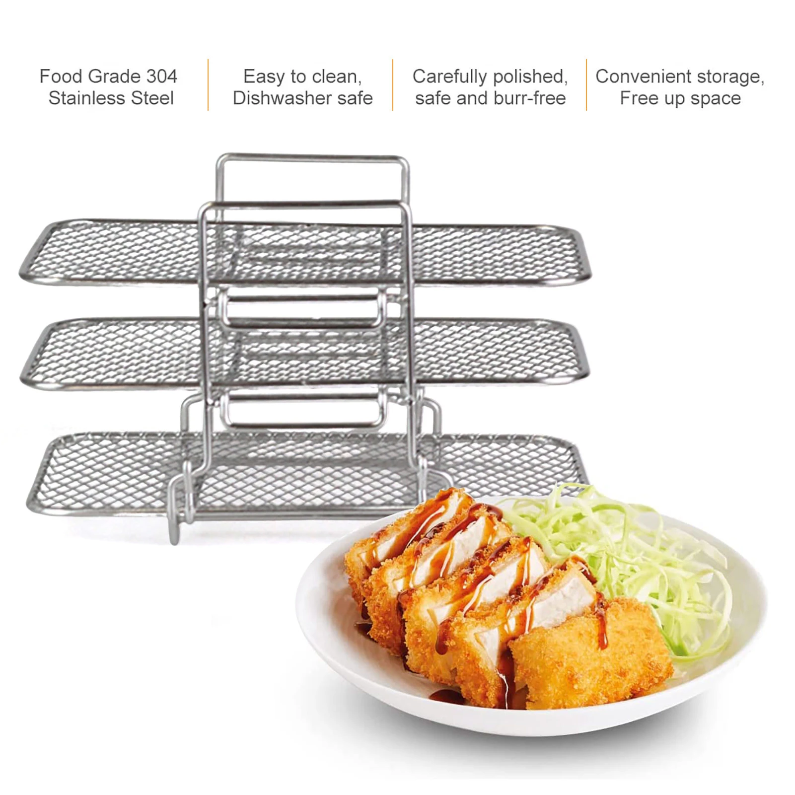 Air Fryer Rack For Ninja Dual Air Fryer 304 Stainless Steel Multilayer