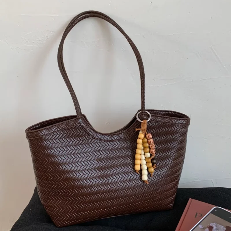 Bolso tejido retro de gran capacidad estilo francés