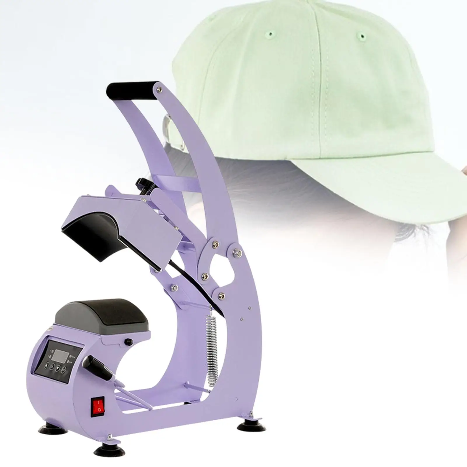 Cap Heat Press Machine Stable Performance 550W with 2Pcs Interchangeable Platens Resuable Hat Heat Press with Cap Stretcher