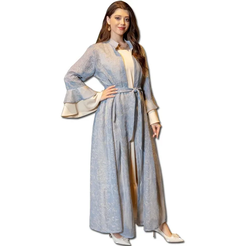 Muslim Women Lotus Leaf Sleeve New Suit Dress Abaya Robe African Long Dresses for Women Evening Dresses abaya  prom dress
