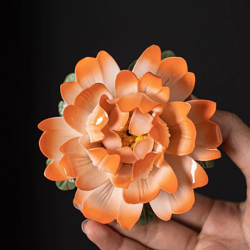 Peony Incense Holder Ceramic Pinched Flower Incense Stick Holder, Creative Art Home Decor Zen Burner for Aromatherapy, Gift