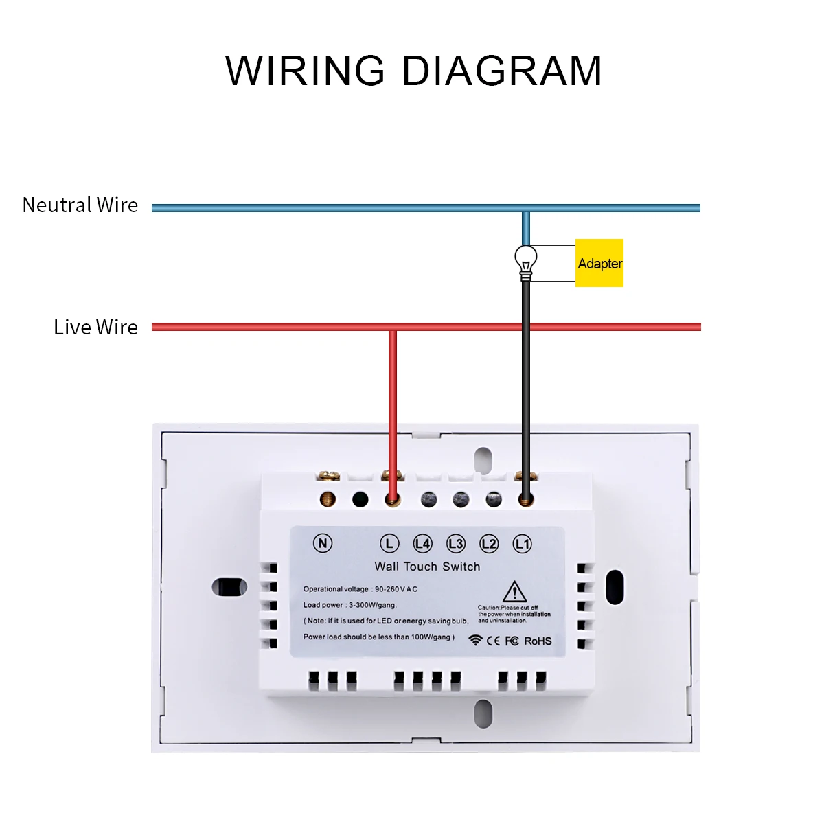 Interruptor táctil triple WiFi-Voz, blanco - LEDBOX