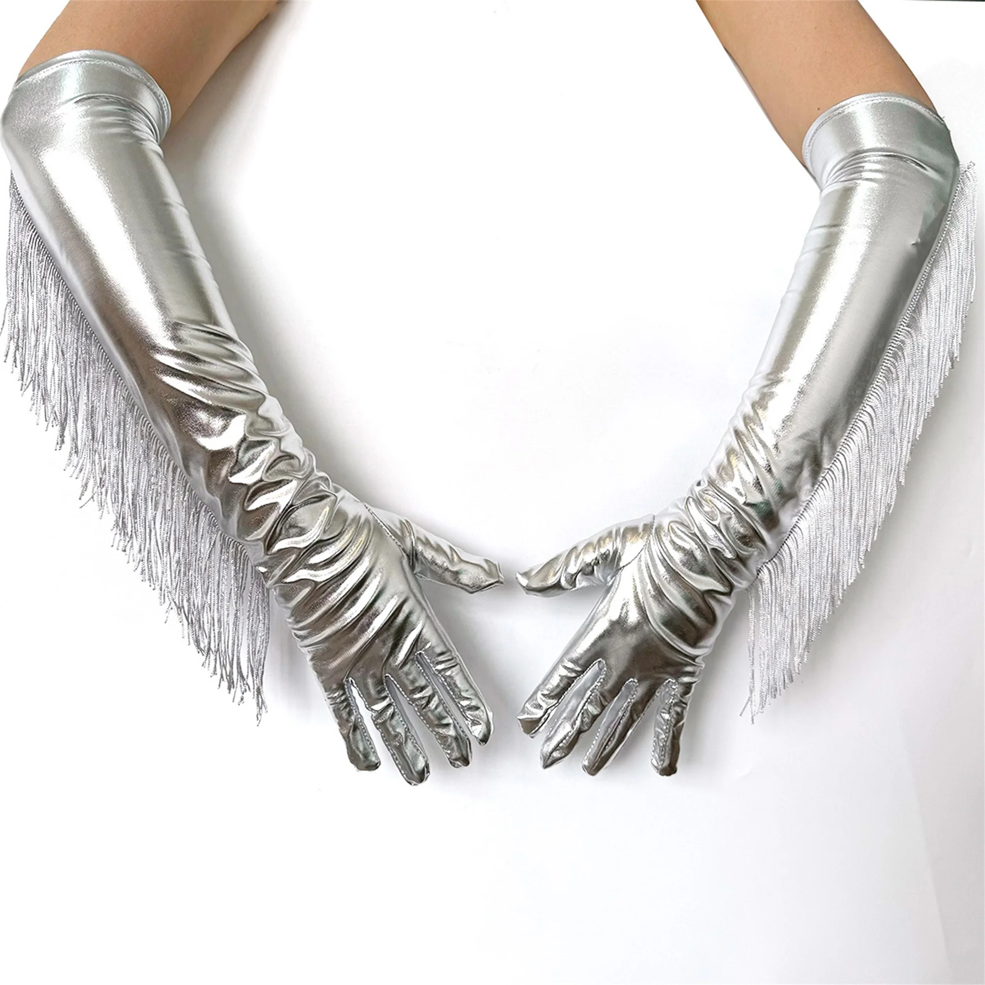 Women Sparkling Sequin Gloves Elegant Opera Length Gloves Party Costume Accessory for Halloween