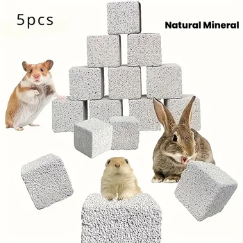 5pcs Natural Mineral Teeth Grinding Stone for Small Pet,Volcanic Rock Molar Hamster Rabbit Guinea Pigs Pets Supplies Chew Toys