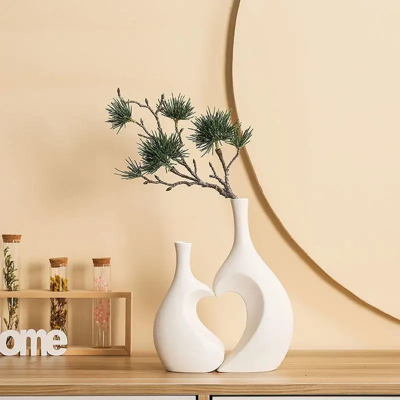 Nordic Ceramic Vase Home Decor Floreros Decorativos Moderno Black and White  Love Vase Room Decor Accessories Art Aesthetics - AliExpress