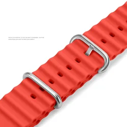 Premium Silicone Sport Strap for Apple Watch - Ocean Band Collection (4 red)