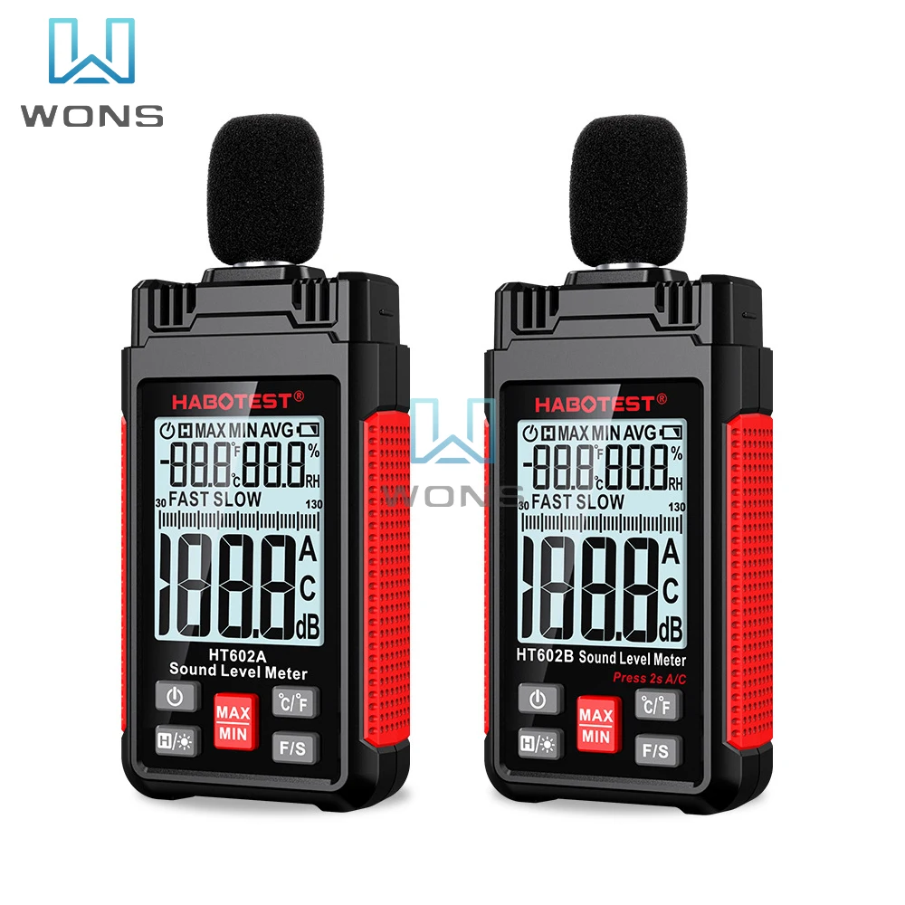 

HABOTEST Portable Dual Mode A C Weighting Environment Sound Noise Tester Measurement Digital Sound Level Decibel Meter HT602B