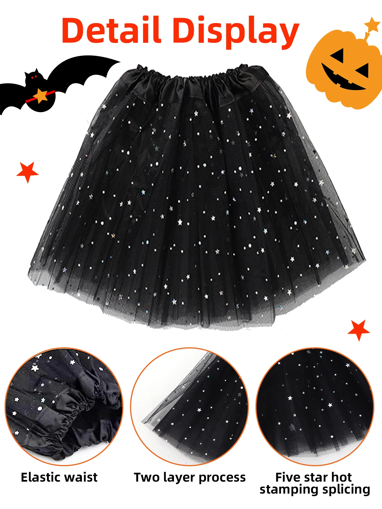 Halloween house decoration set, pumpkin high heels, chiffon skirt, crown, magic wand, 4PCS, Halloween Christmas birthday gift 3