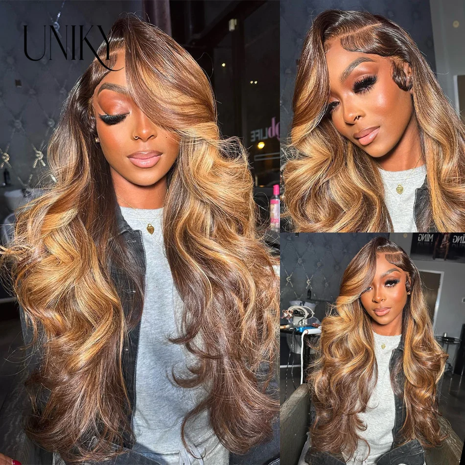 Ombre Hd Lace Front Human Hair Wigs Body Wave 13x4 Lace Frontal Human Hair Wig Glueless Blonde Front Wig For Black Women