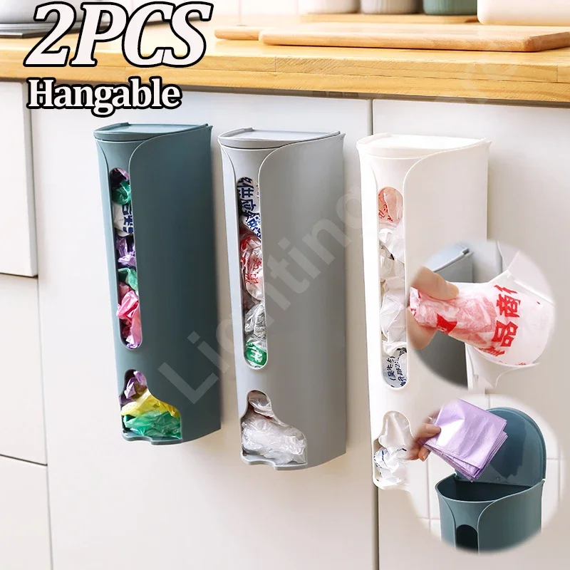 Wall Hanging Garbage Bag Storage Box Kitchen Plastic Bag Holder Organizer Bathroom Trash Bags Dispenser Kitchen Accessories 24cm 1