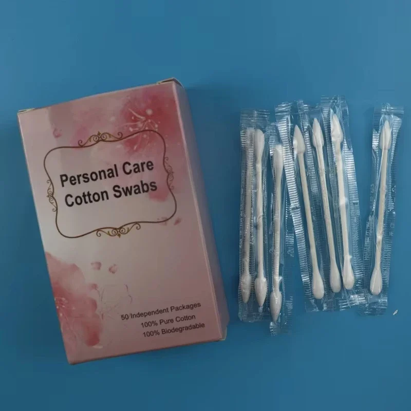 Organic Bamboo Cotton Swabs, Tip/Round Tip Wooden Ear Swabs for Cleaning and Make-up