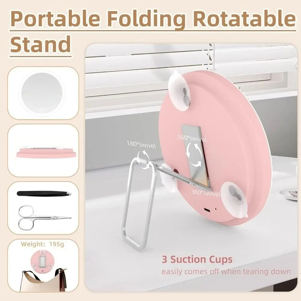 Compact 6-Inch Round Portable Magnifying Makeup Mirror - 30X Magnification for Travel and Vanity Use, Handheld and Desktop Stand