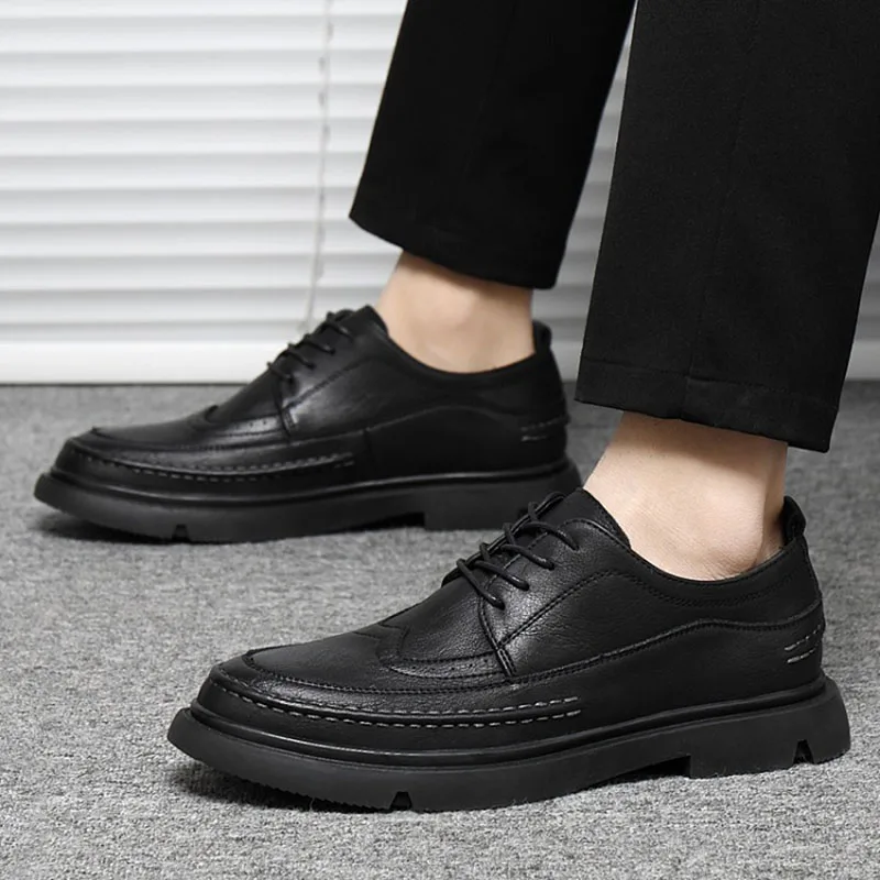 

New British Style Brock Men's Shoes Loafers Thick Sole Retro Formal Business Men's Leather Shoes Men's Casual Shoes Batch