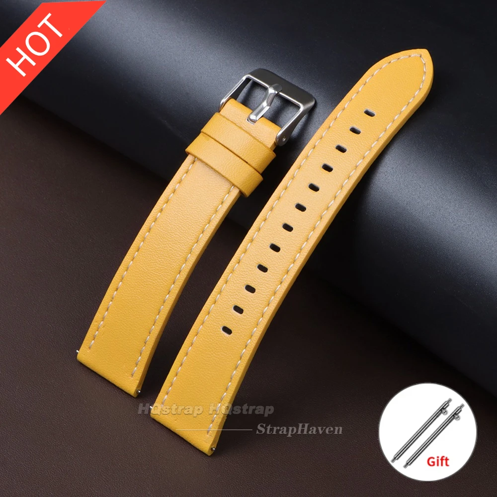 Elegant Genuine Leather Watch Strap Bracelet with Quick Release - Universal Wristband
