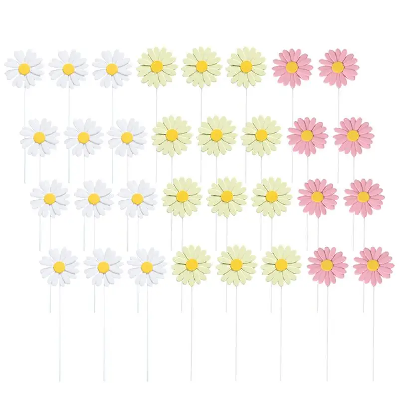 30Pcs Daisy Cupcake Toppers Cake Pick Flower Cake Topper Daisy Flower Cake Picks Torta Di Compleanno Picks Daisy Flower Cake Toppers