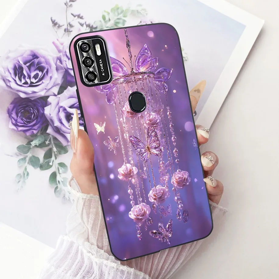 Floral Soft Black Silicone Bumper Phone Cover