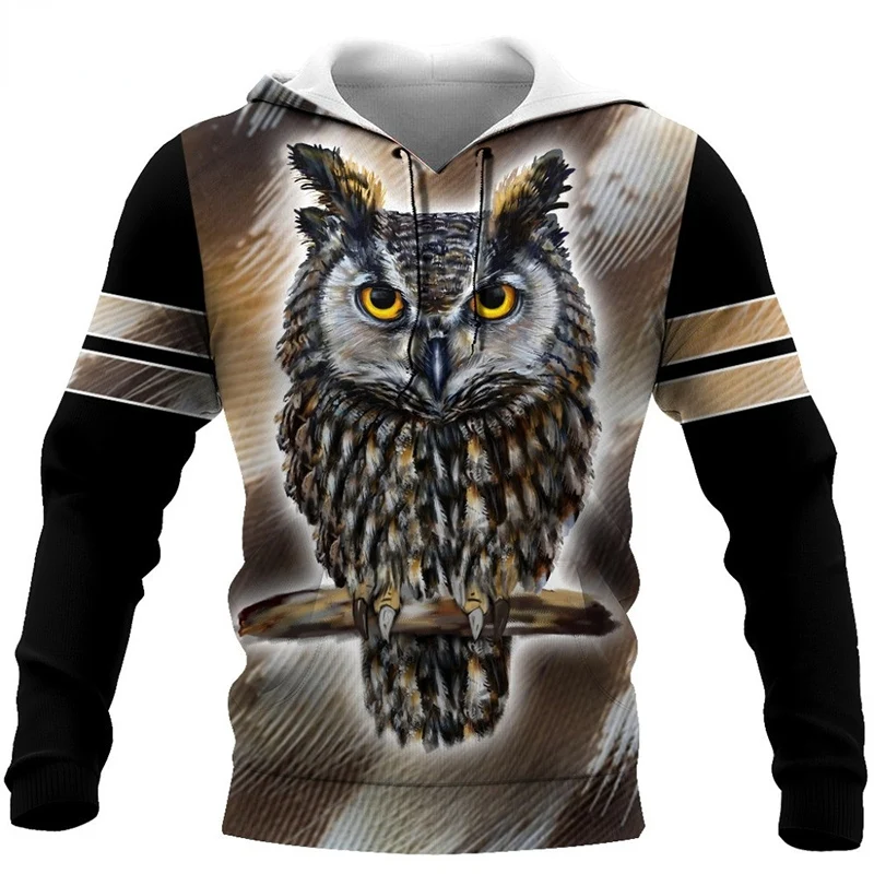 

Brand Fashion Hoodies Animal Owl Design 3D All Over Printed Mens Hooded Sweatshirt Unisex Zip Pullover Casual Jacket