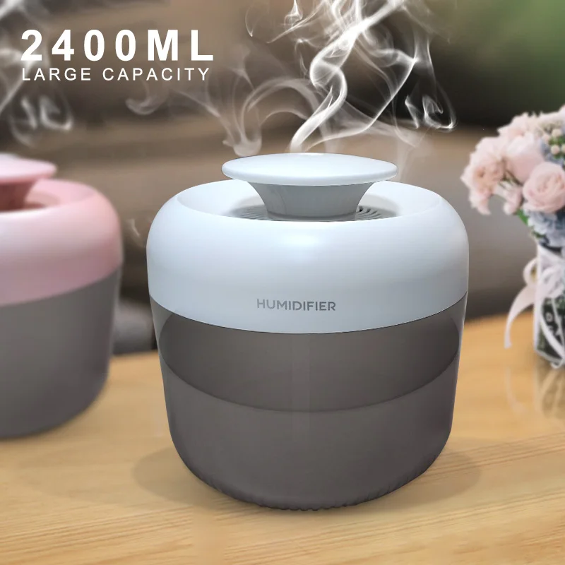 

Новый аромадиффузор 2.4L большой емкости USB ультразвуковой увлажнитель воздуха для дома и офиса Ароматические диффузоры с светодиодный светильник Fogger