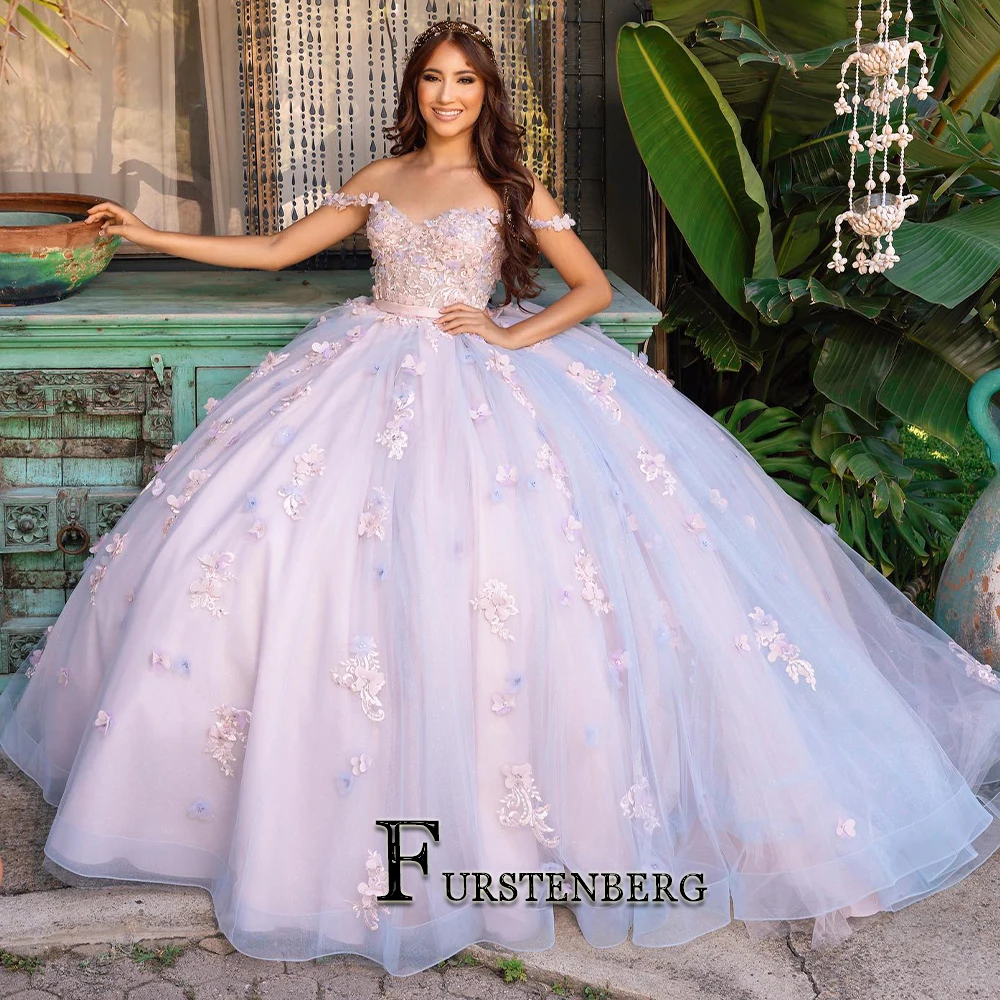 

Fanshao Trendy 3D Flowers Quinceanera Dresses for 15 Ans Appliques Ball Gown Beads Lace Up Vestidos De Baile Made To Order