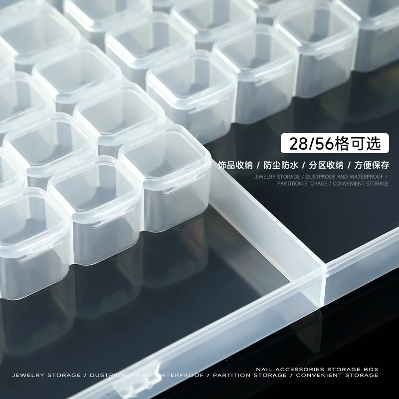 Nail Accessories Storage Box, 28 Grid Detachable Box, Nail Drill Alloy Rhinestones Accessories, Plastic Empty Tool Wholesal