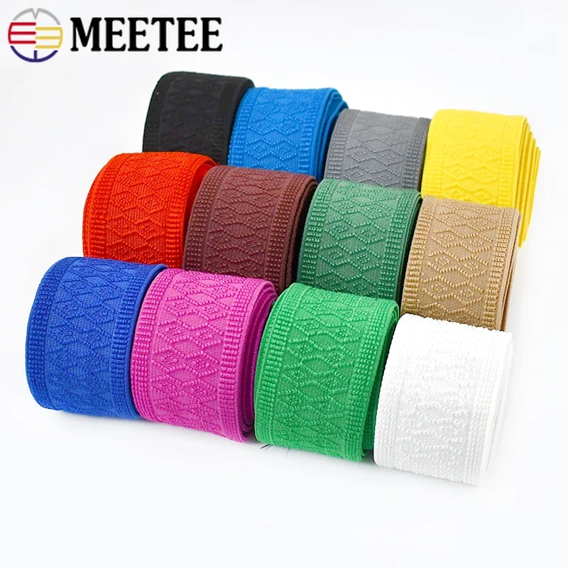 2Meters Meetee 50mm Soft Elastic Bands Colorful Pattern Rubber DIY Sewing Waistband Clothing Pants Handmade Crafts Accessories