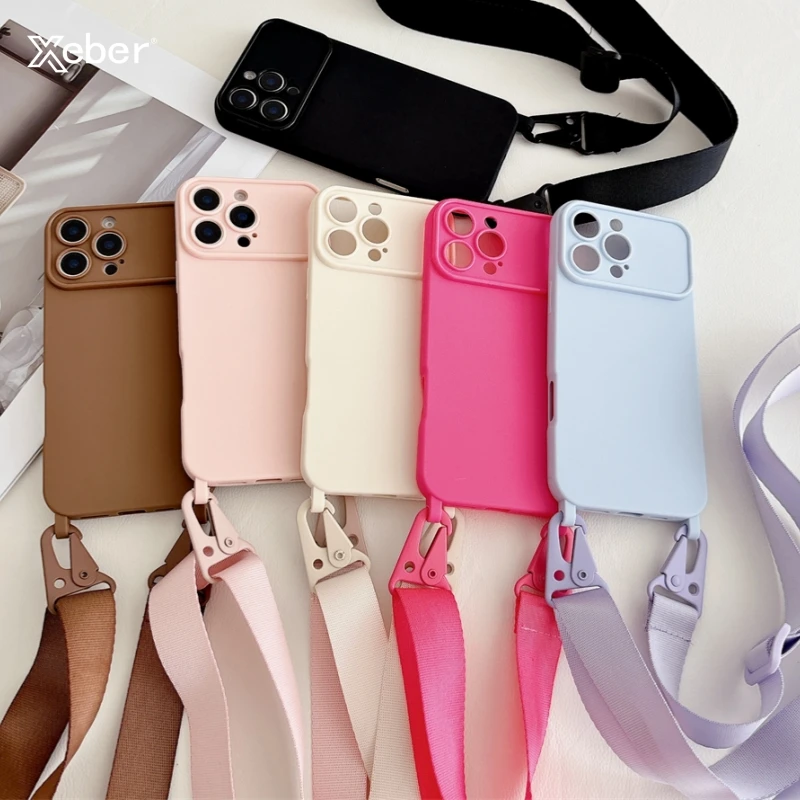 Shockproof TPU Crossbody Lanyard Silicone Phone Case with Cord Necklace Strap