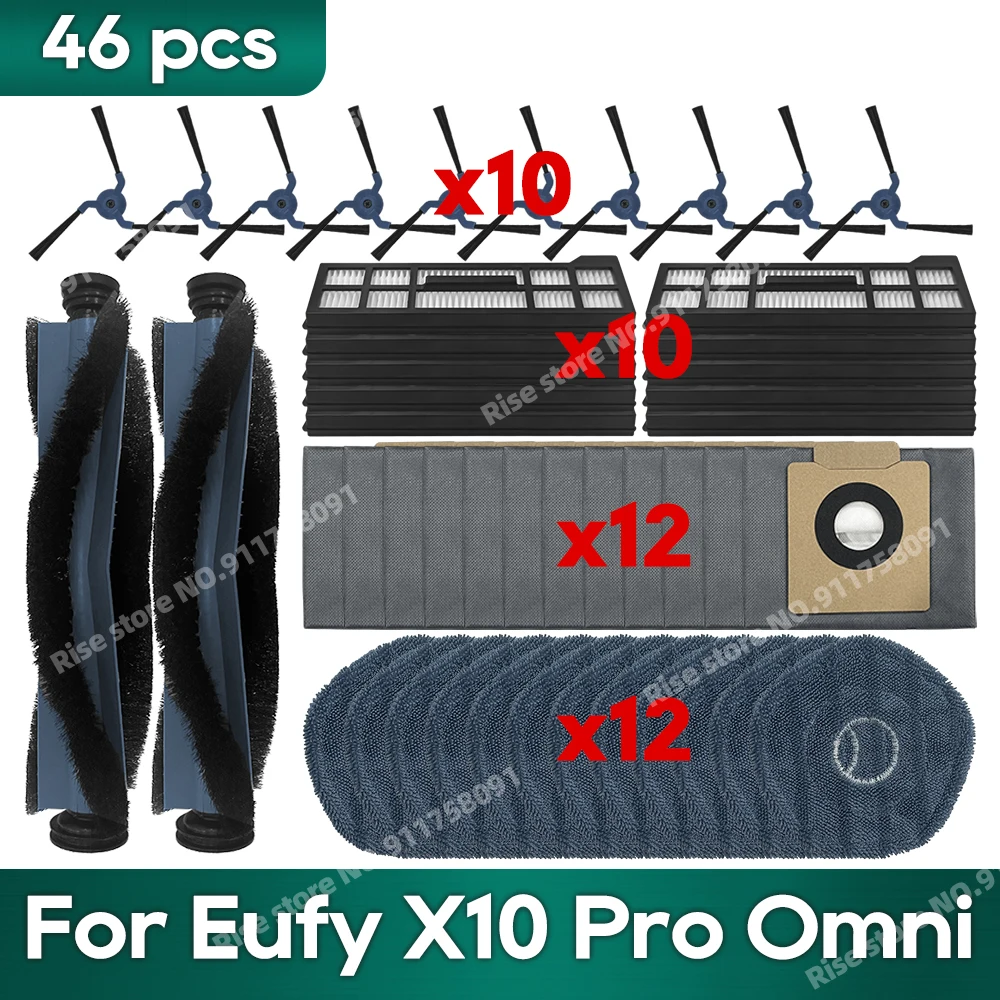 Accessories Fit for Eufy X10 Pro Omni Robot Vacuum Dust Bag Hepa Filter Roller Side Brush Mop Cloth Robot Vacuum Accessories