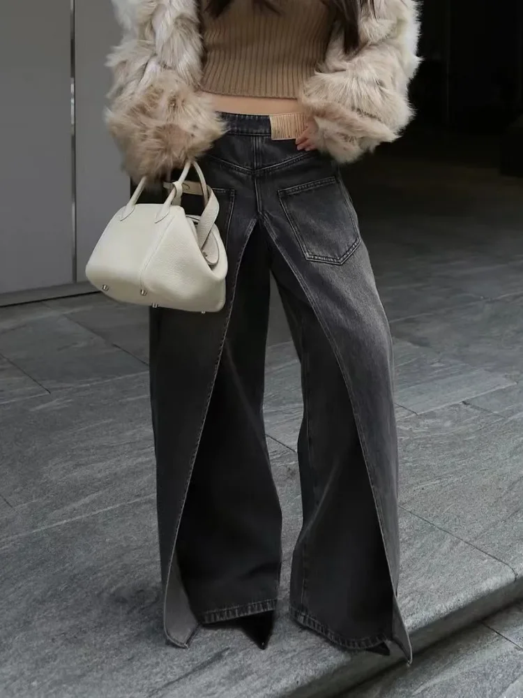 Y2K Style New Rock Hip Hop Baggy Wide Leg Jeans Pants Women 90S Clothes Vintage Straight Lady Denim Trousers 5