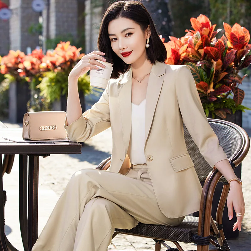 

Apricot Suit Jacket for Women 2023 New Spring Temperament Office Wear Casual Fashion Thin Small Suit Summer
