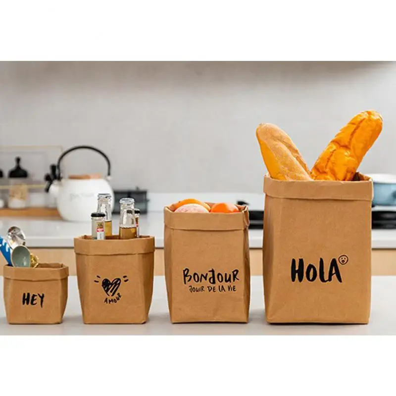 Washable Kraft Paper Bag Refrigerator Organizer Thickened Large