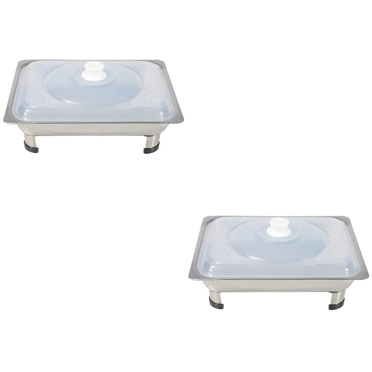 

2 Sets Stainless Steel Buffet Stove Food Holder Tray Square Buffet Dishes Tray