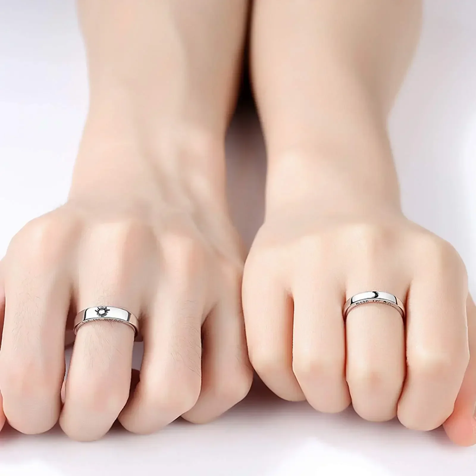 Sun Moon Couple Rings Set Open Adjustable Ring Eachother Lovers Minimalist ring gift Engagement Wedding Rings Bride Jewlery 4