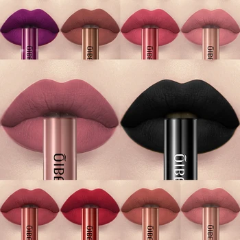 QIBEST-24 색 리퀴드 립스틱, 울트라 매트 벨벳, 오래 지속되는 여성 뷰티, 레드, 붙지 않는 컵, 방수 립글로스, 누드 메이크업