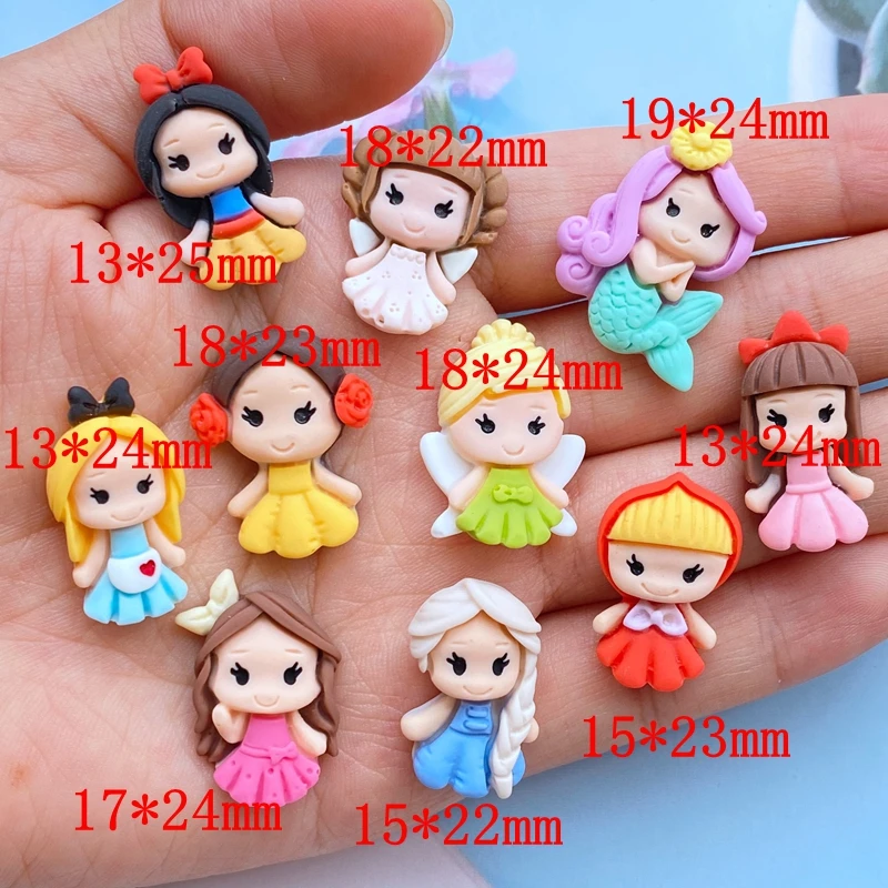 Resin Mini Cartoon Princess Embellishments 10Pcs for DIY