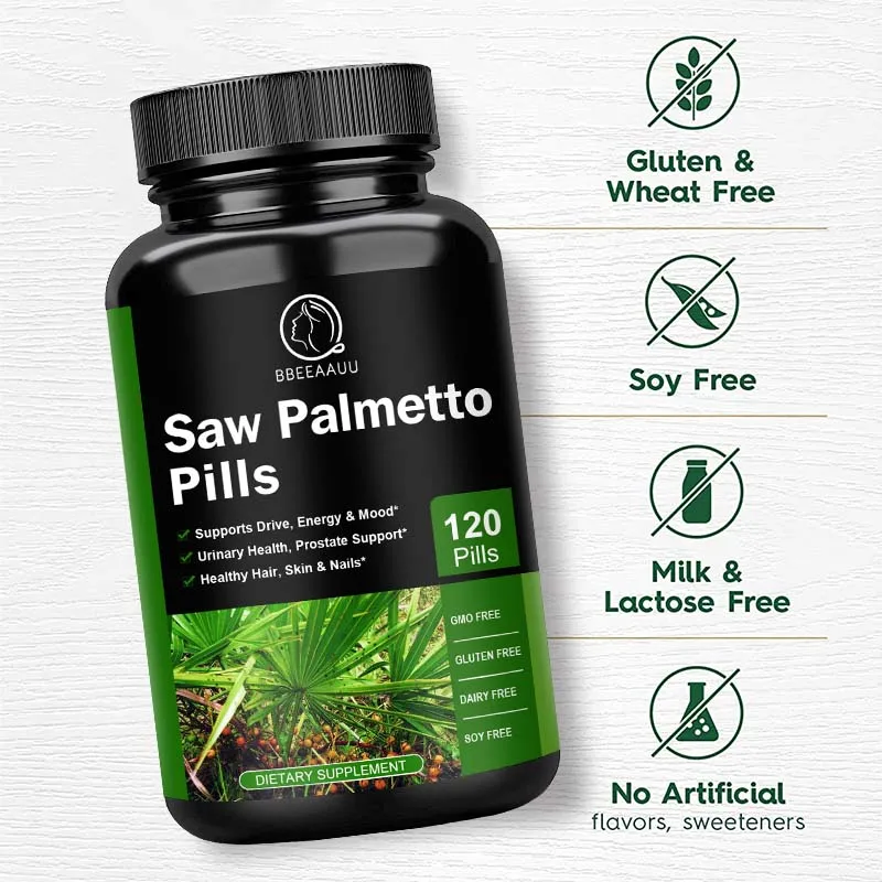 Saw Palm Capsule Support Prostate Health Supplement Growth Hair Booster Reduce Frequent Urination Help Sleep