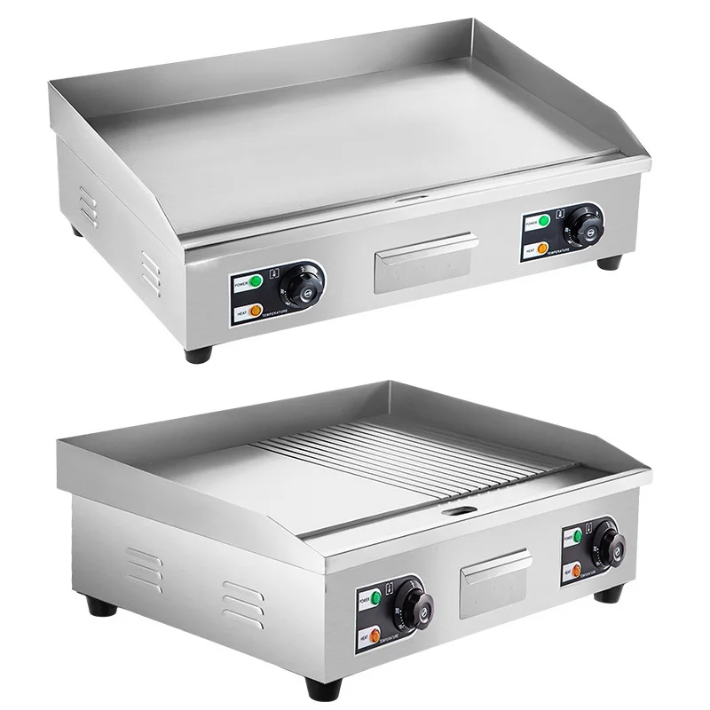 Electric Countertop Griddle HT-818B Teppanyaki Grill 2500W/4400W Stainless Steel Flat Top Grills for Pancake Chicken 6