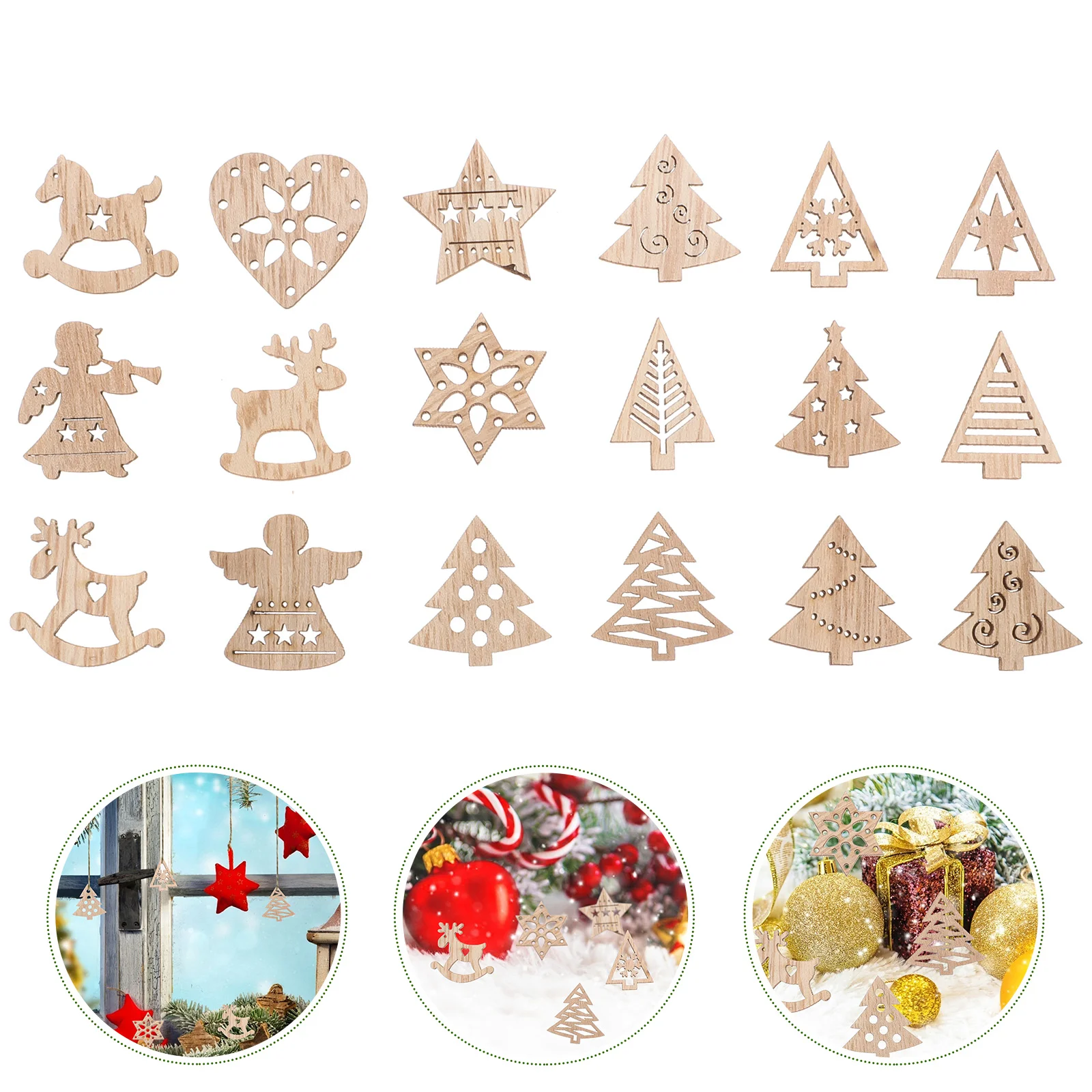 54 Pcs Christmas Wood Craft Blanks 1