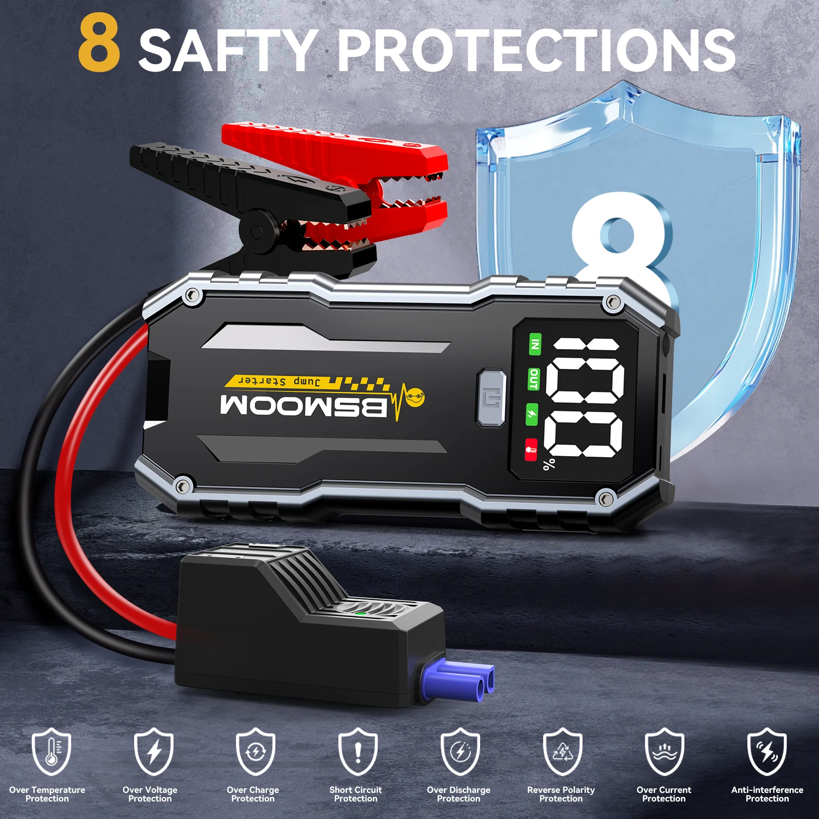 12V 6000mAh capacity car battery starter portable power bank car charger booster for start Starting auxiliary SOS lighting