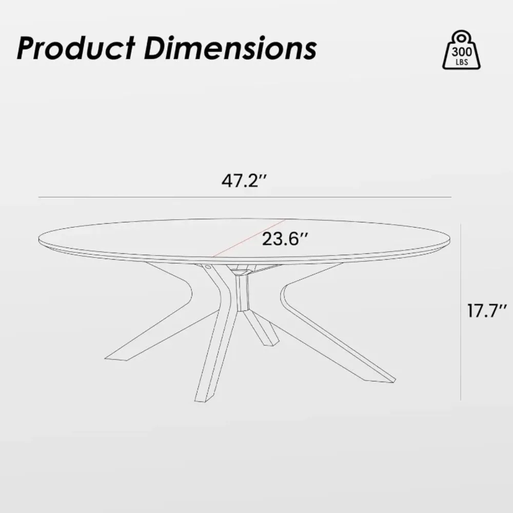 Office Coffee Table, 47" Wood Coffee Tabletop with Wood Frame,Oval Coffee Table for Living Room,Bedroom,47 Inch,Walnut Tabletop 2