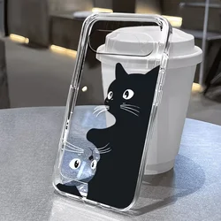 Black and White Cat Print Transparent Lightweight Phone Case Back Cover - Google Pixel 8 Pro (Clear - LYH40)