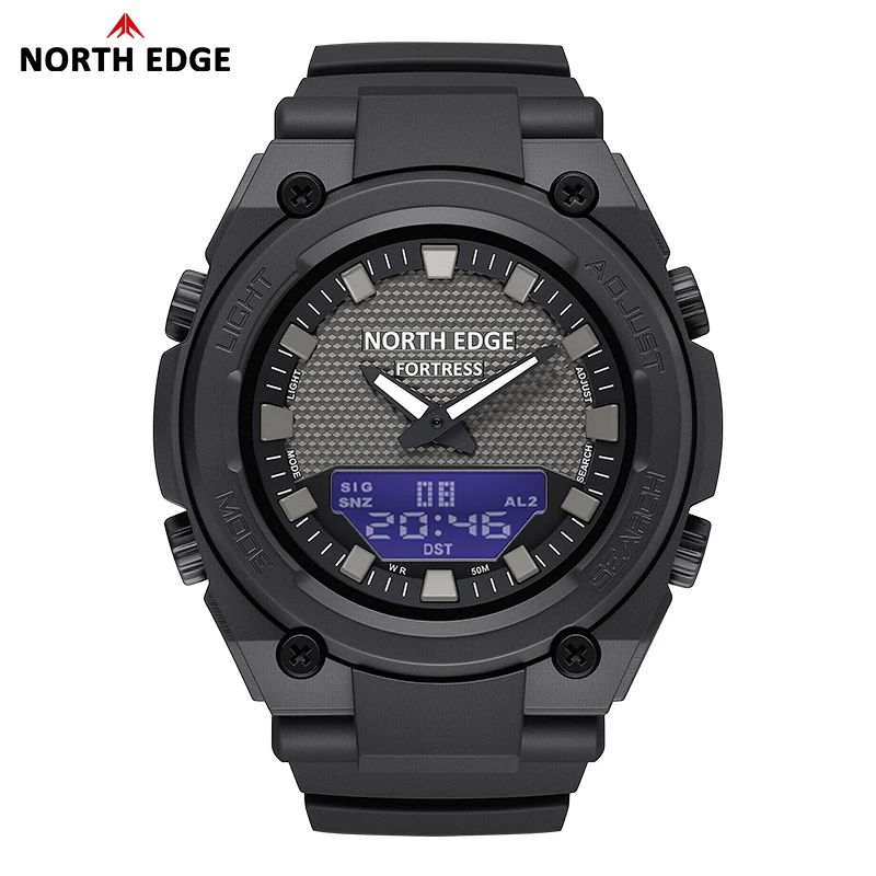 NORTH EDGE FORTRESS Men's Waterproof Sports Digital Watch with Stopwatch and World Time Function
