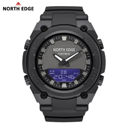 NORTH EDGE FORTRESS Men's Waterproof Sports Digital Watch with Stopwatch and World Time Function (Black)